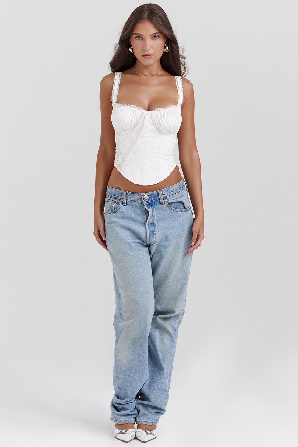 Gini  White Lace Back Corset — image 3
