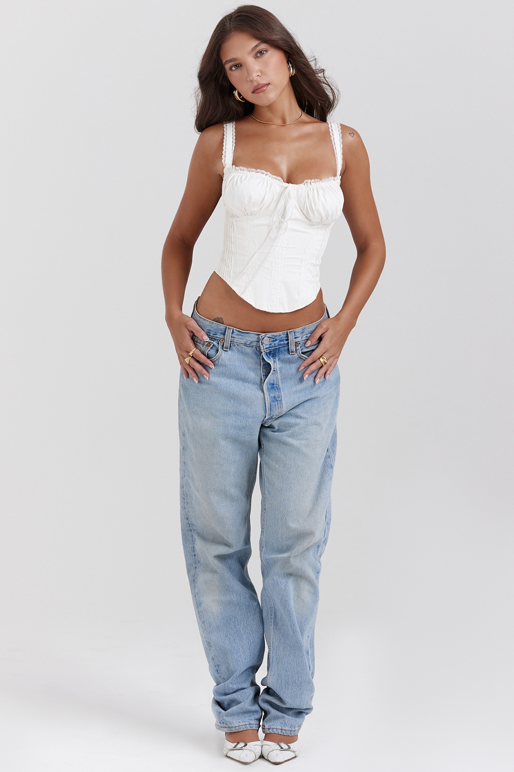 Gini  White Lace Back Corset — image 5