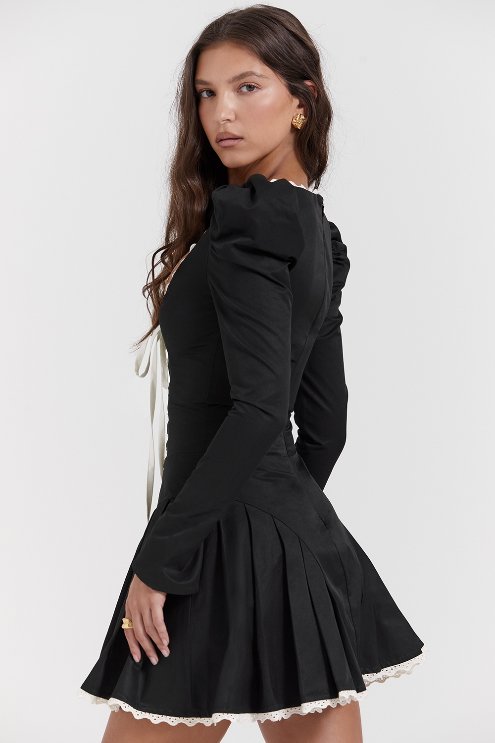 Larisa  Black & Cream Pleated Mini Dress — image 9