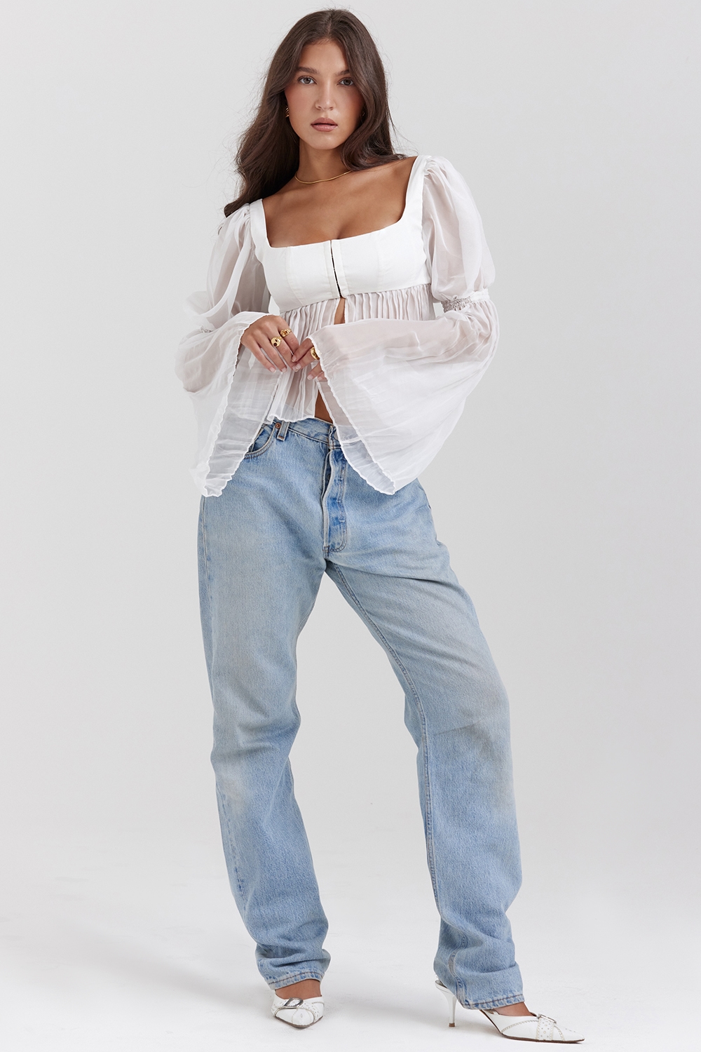 Lucie  White Pleated Top — image 3