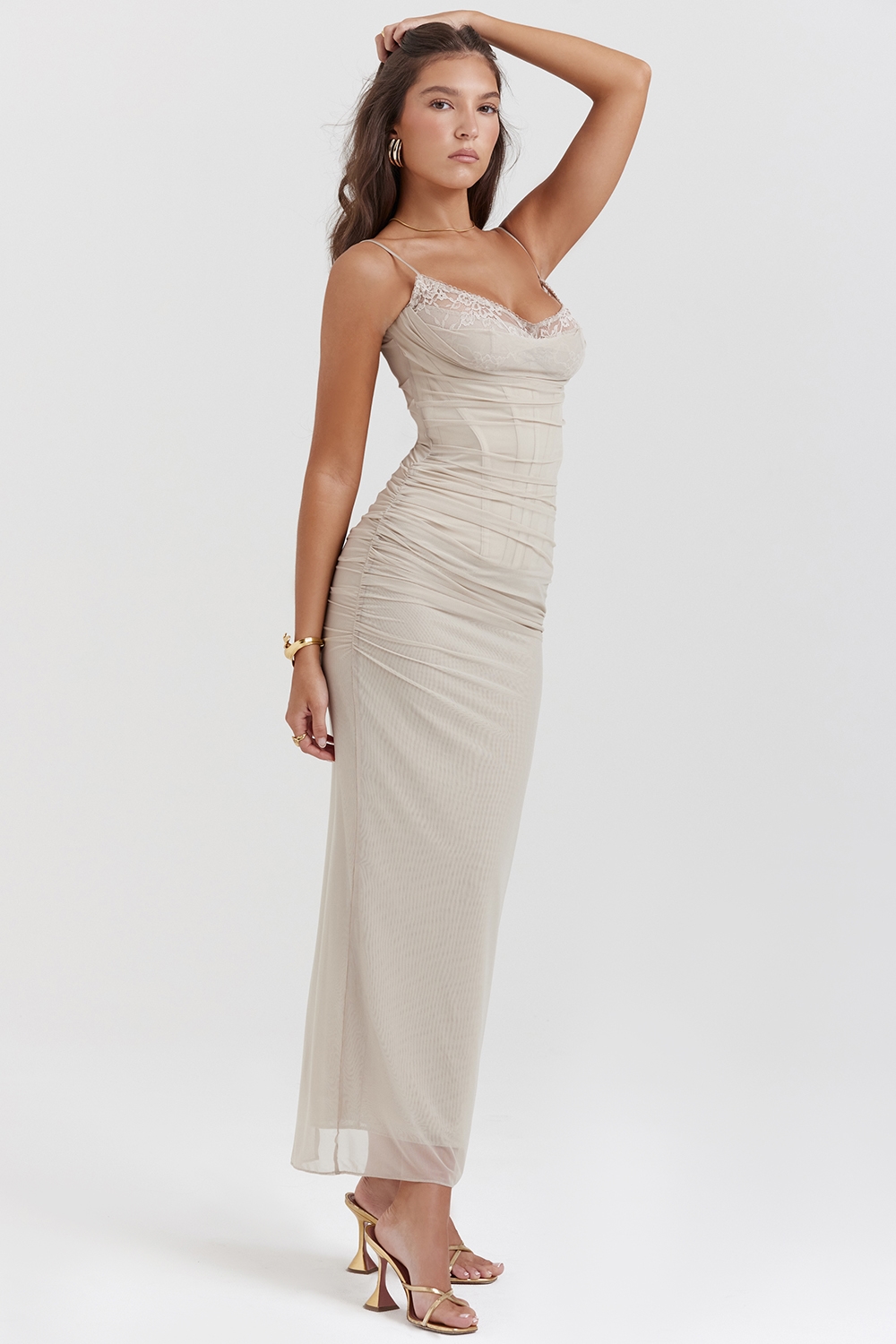 Nalini  Sand Stretch Mesh Maxi Dress — image 7