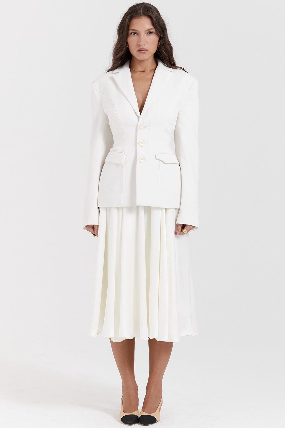 Suzette  Ivory Gathered Midi Skirt — image 3
