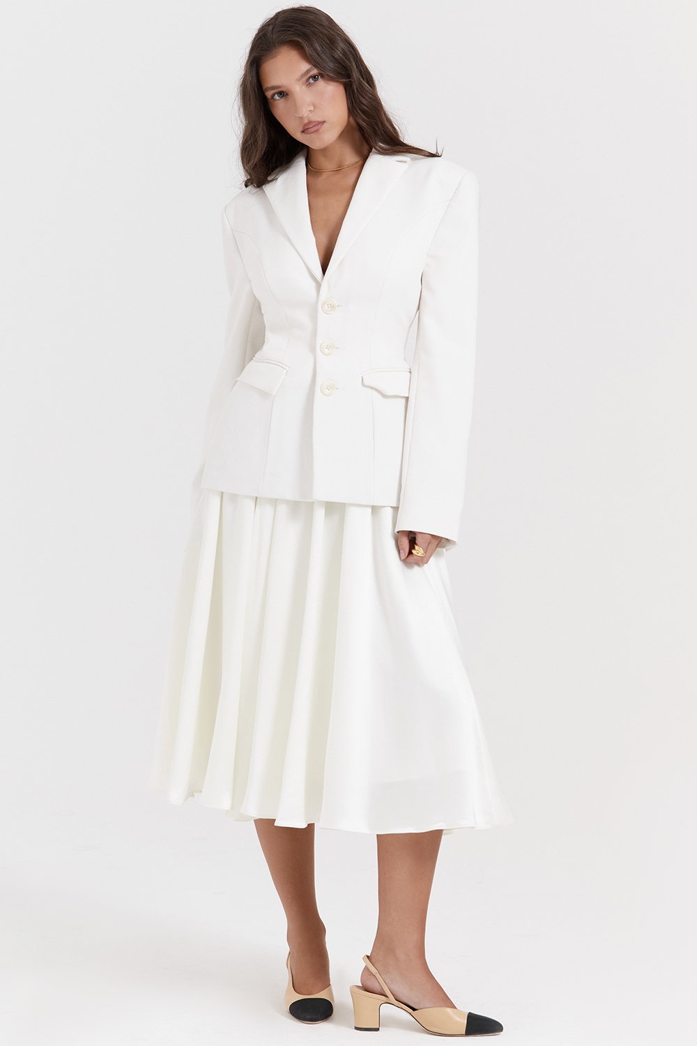 Suzette  Ivory Gathered Midi Skirt — image 5