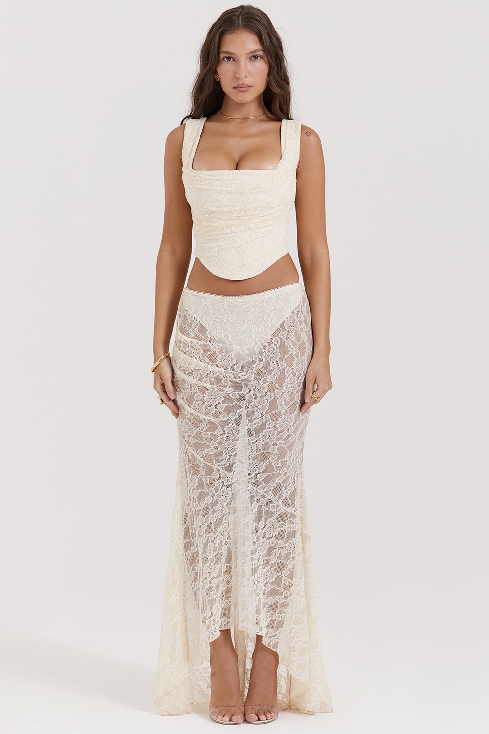Therese  Vintage Cream Lace Maxi Skirt — image 9