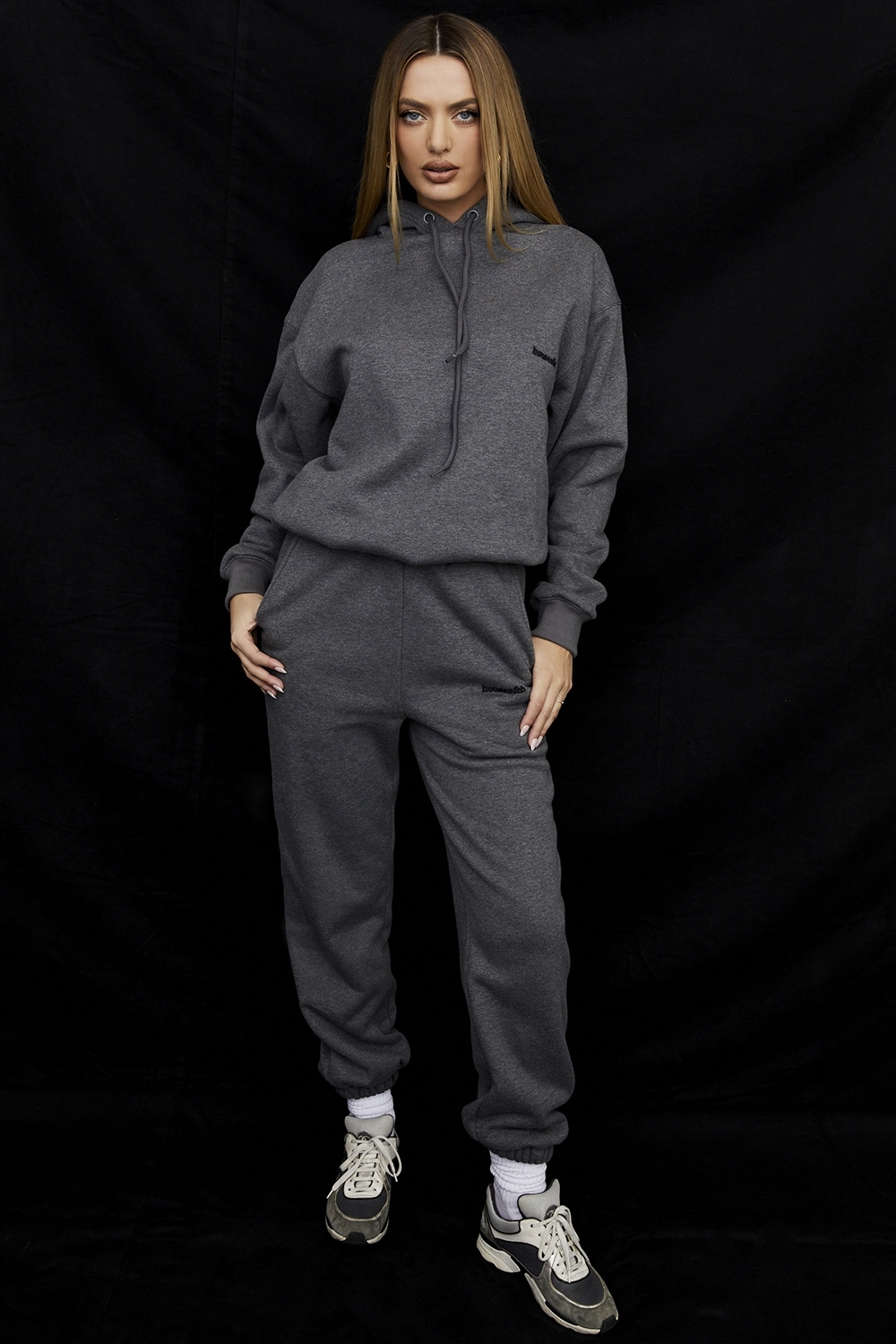 Sky Dark Grey Fleece Back Jogging Trousers
