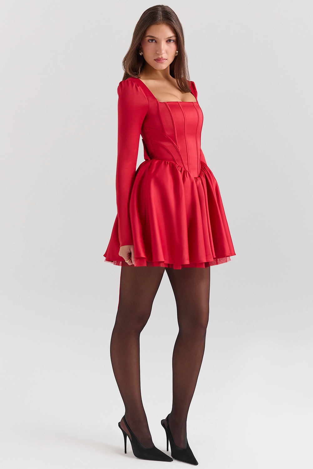 Nina Holly Red Removable Bow Tulle Mini Dress — image 7