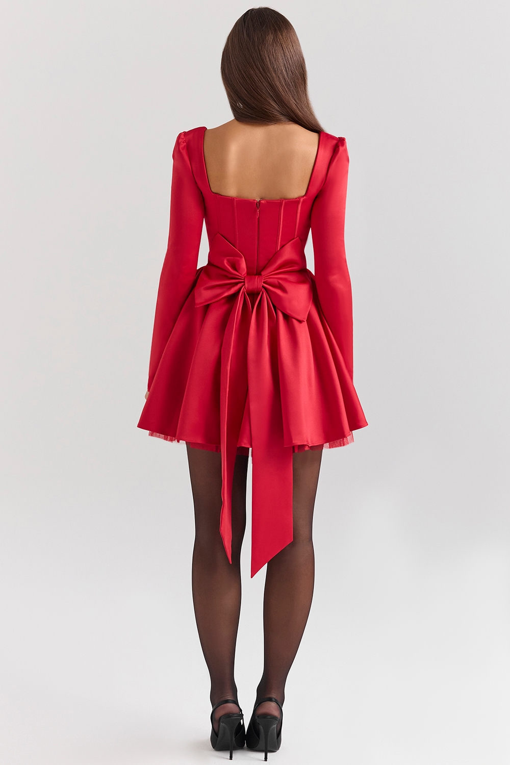 Nina Holly Red Removable Bow Tulle Mini Dress — image 8