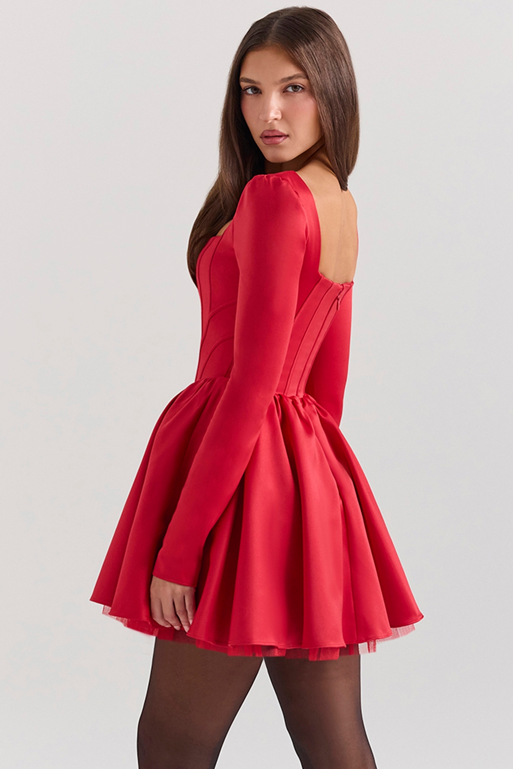 Nina Holly Red Removable Bow Tulle Mini Dress — image 9