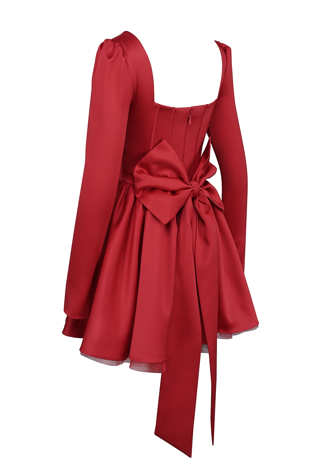 Nina Holly Red Removable Bow Tulle Mini Dress — image 16