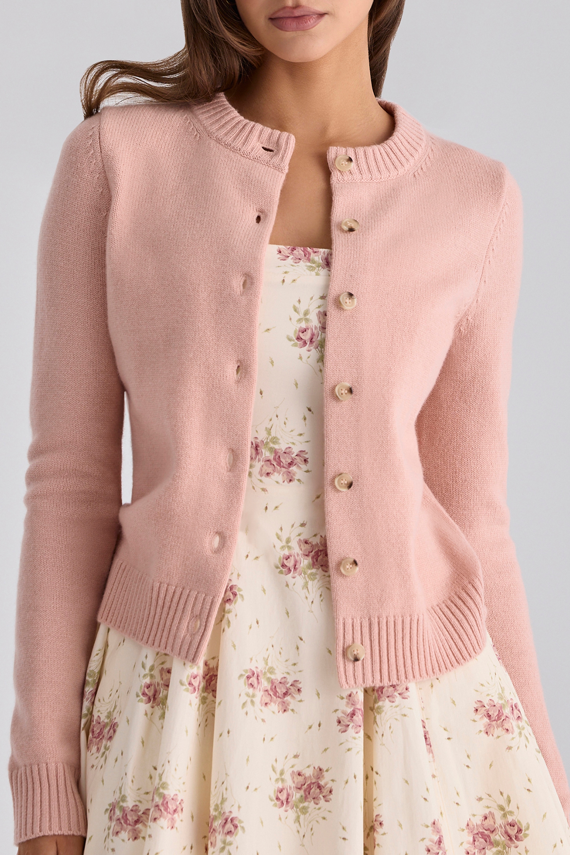 Signature Peach Cashmere + Merino Wool Cardigan — image 1