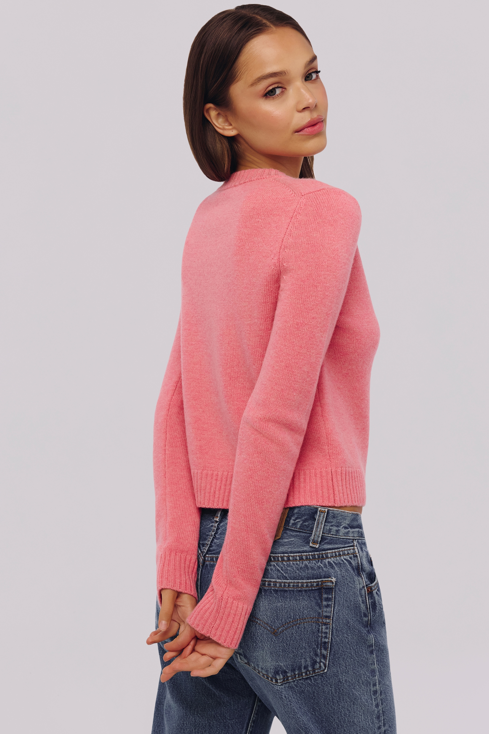 Signature Raspberry Cashmere + Merino Wool Cardigan — image 2