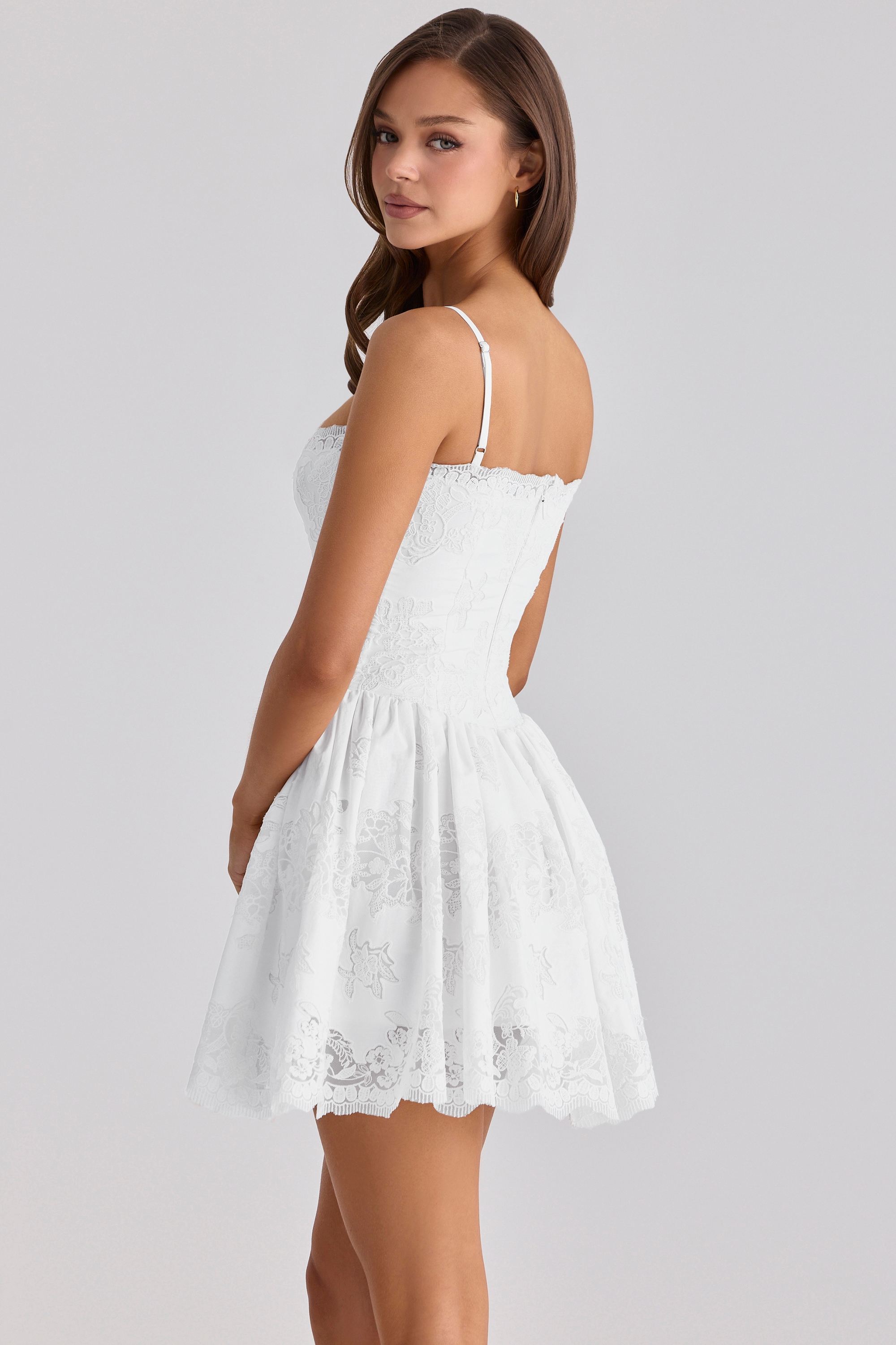 Chloe White Custom Lace + Cotton Broderie Anglaise Mini Dress — image 2
